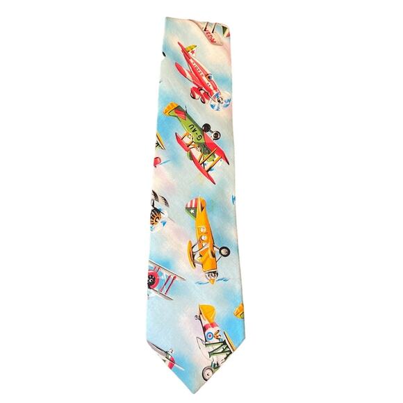 DIPLOMAT MEN AIRPLANE PRINT VINTAGE TIE - Picture 1 of 3